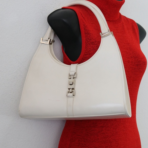 GUCCI white leather Jackie O shoulder handbag - Picture 8 of 8